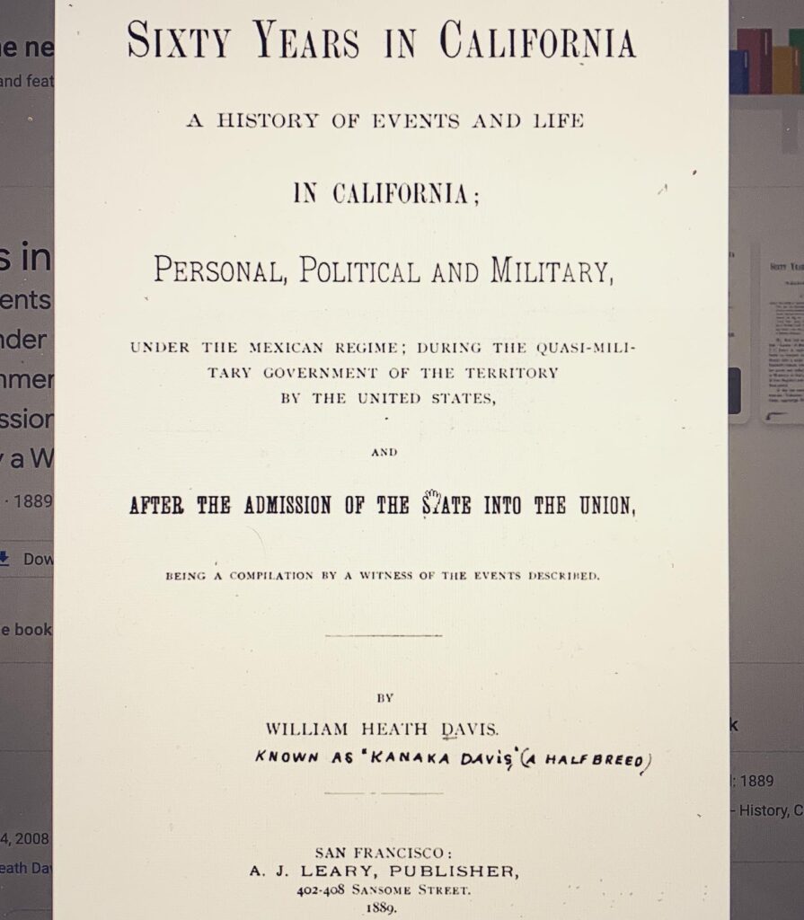 Title page of Davis' 1869 memoir "Sixty Years in California"